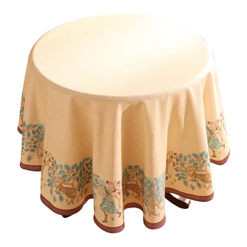 patdrea Designer-Tischdecke für runde Tische, Vintage, elegant, französisches Leinen mit Bäumen und Kindermuster, Bauernhaus-Tischdecke, Dekoration für Küche, Esszimmer, Weihnachten, Durchmesser 170,2 patdrea Designer-Tischdecke für runde Tische, Vintage, elegant, französisches Leinen mit Bäumen und Kindermuster, Bauernhaus-Tischdecke, Dekoration für Küche, Esszimmer, Weihnachten, Durchmesser 170,2 von patdrea