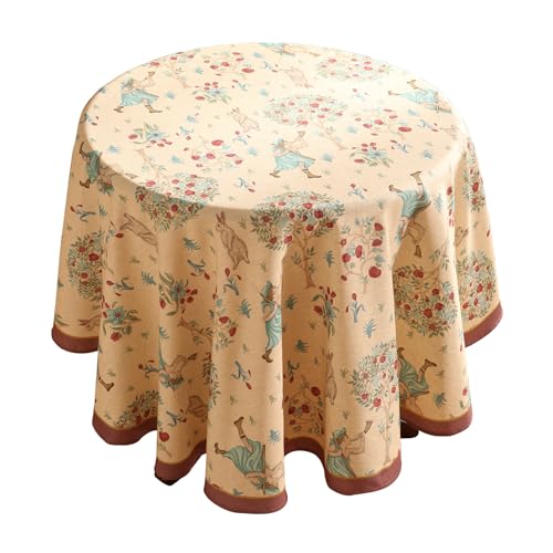 patdrea Designer-Tischdecke für runde Tische, Vintage, elegant, französisches Leinen mit Bäumen und Kindermuster, Bauernhaus-Tischdecke, Dekoration für Küche, Esszimmer, Weihnachten, Durchmesser 140 patdrea Designer-Tischdecke für runde Tische, Vintage, elegant, französisches Leinen mit Bäumen und Kindermuster, Bauernhaus-Tischdecke, Dekoration für Küche, Esszimmer, Weihnachten, Durchmesser 140 von patdrea
