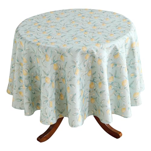 patdrea Designer-Tischdecke für runde Tische, Vintage-Leinenmuster mit gelben Früchten, rustikale Tischdecke, Dekoration für Küche, Esszimmer, Weihnachten, Durchmesser 170,2 cm, Grün patdrea Designer-Tischdecke für runde Tische, Vintage-Leinenmuster mit gelben Früchten, rustikale Tischdecke, Dekoration für Küche, Esszimmer, Weihnachten, Durchmesser 170,2 cm, Grün von patdrea