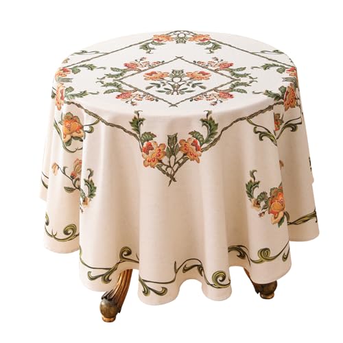 patdrea Designer-Tischdecke für runde Tische, luxuriöser Samt, knitterfrei, Blumenmuster, dekorative Tischdecke für Küche, Esszimmer, Durchmesser 140 cm, Gelb patdrea Designer-Tischdecke für runde Tische, luxuriöser Samt, knitterfrei, Blumenmuster, dekorative Tischdecke für Küche, Esszimmer, Durchmesser 140 cm, Gelb von patdrea