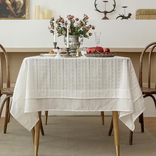 patdrea Designer-Tischdecke im Vintage-Stil, Baumwolle, weiße Spitze, für rechteckige Tische, bestickt, Kunstdekor für Küche, Hochzeit, Patries, Bankett, Erntedankfest, Weihnachten, 160 x 269 cm patdrea Designer-Tischdecke im Vintage-Stil, Baumwolle, weiße Spitze, für rechteckige Tische, bestickt, Kunstdekor für Küche, Hochzeit, Patries, Bankett, Erntedankfest, Weihnachten, 160 x 269 cm von patdrea