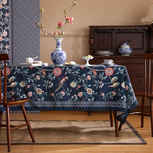 patdrea Tischdecke im Vintage-Stil, Chinoiserie, Blumenmuster, dick, weicher Samt, für Küche, Esstisch, passend für rechteckige Tische mit 139,7 x 221 cm patdrea Tischdecke im Vintage-Stil, Chinoiserie, Blumenmuster, dick, weicher Samt, für Küche, Esstisch, passend für rechteckige Tische mit 139,7 x 221 cm von patdrea