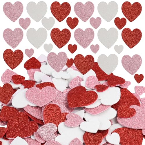 300Stück Selbstklebende Aufkleber, Herzen Schaumstoff Sticker in Mischfarben, Selbstklebende Deko Aufkleber für Basteln, DIY, Scrapbooking, Karten, Filz Herz selbstklebendes Fotoalbum, Kinderprojekte von pawpoem