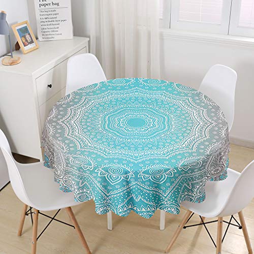 Himlaya Mandala Runde Tischdecke Abwaschbar, Home Tischdecken Wasserdicht Pflegeleicht Abwischbar Schmutzabweisend Tischtuch für Küche Tischdekoration Garten Outdoor (Lake Green,Durchmesser 90cm) von Himlaya