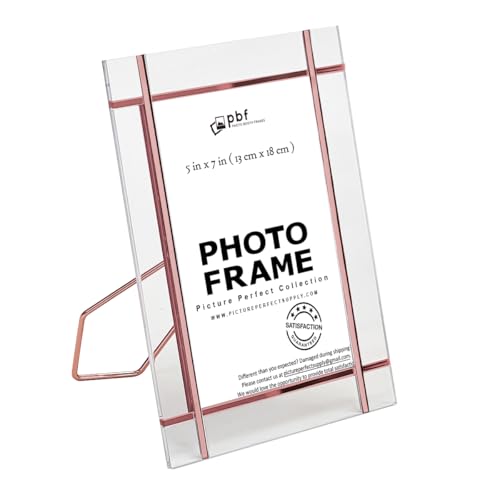 pbf PHOTO BOOTH FRAMES Acryl-Bilderrahmen, 10,2 x 15,2 cm, klares Glas, moderner minimalistischer Stil, Tisch-Staffelei-Halterung, 15,2 x 10,2 cm (1, Roségold – 12,7 x 17,8 von pbf PHOTO BOOTH FRAMES