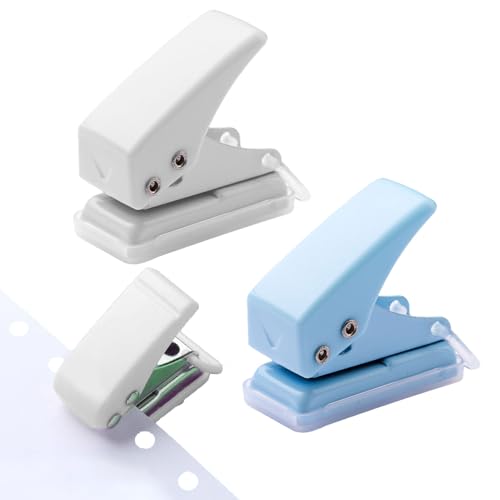 2 Stück Locher Klein,Tragbarer Mini Einzellocher,Tragbarer Mini Locher,Locher Einzelloch,Taschenlocher,für Büro,Schule und DIY Projekte,Locher für Ordner, Motivstanzer Kreis (Weiß Blau) von pcsfoe