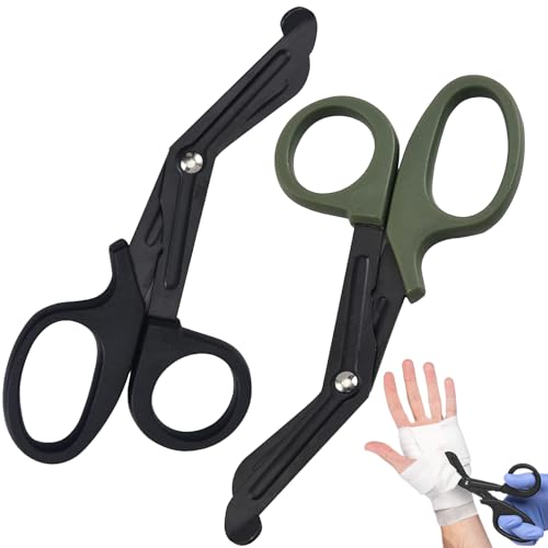2 Stück Medizinische Verbandschere,Medizinische Scheren,Trauma Schere,Verbandschere,15cm Bent Stealth Für Krankenschwestern, Medizinstudenten, Notaufnahme(Schwarz Und Grün) von pcsfoe