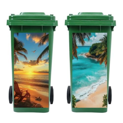 Peacoblue 2 Stück Mülltonnenaufkleber 38x82cm Die aussicht ist am meer. Mülltonnen Aufkleber Wetterfest Groß Mülltonnen Sticker Draußen Für Auffahrt, Garten, Außen- und Innendekoration von peacoblue