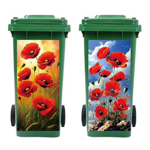Peacoblue 2 Stück Mülltonnenaufkleber 38x82cm Papaver Rhoeas Mülltonnen Aufkleber Wetterfest Groß Mülltonnen Sticker Draußen Für Auffahrt, Garten, Außen- und Innendekoration Peacoblue 2 Stück Mülltonnenaufkleber 38x82cm Papaver Rhoeas Mülltonnen Aufkleber Wetterfest Groß Mülltonnen Sticker Draußen Für Auffahrt, Garten, Außen- und Innendekoration von peacoblue