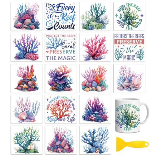 Peacoblue Aquarell-Aufkleber zum Basteln, 18 Bögen, 9,9 x 9,1 cm, Korallen für Glasbecher Peacoblue Aquarell-Aufkleber zum Basteln, 18 Bögen, 9,9 x 9,1 cm, Korallen für Glasbecher von peacoblue