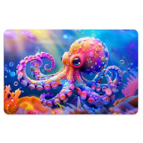 Peacoblue Aufkleber für Bankkarten Bunter Oktopus im Ozean Benutzerdefinierter Skin Cover Schutz für Kredit Debitkarten, 4 Stile Wasserdicht Kratzfest Aufkleber für EBT-Transportschlüsselkarte von peacoblue