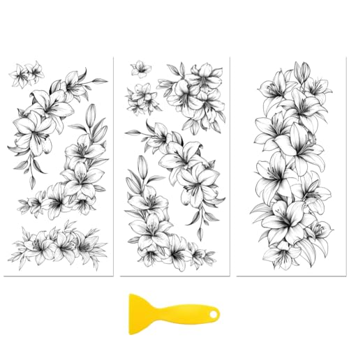 Peacoblue Aufkleber für Möbel 3Pcs Schwarze und weiße Lilien 15cmx30cm, UV DTF Wasserdichter Japanischer Möbelfolie-Transfer für Kommoden, Glas, Porzellan, Holz, Kunststoff Peacoblue Aufkleber für Möbel 3Pcs Schwarze und weiße Lilien 15cmx30cm, UV DTF Wasserdichter Japanischer Möbelfolie-Transfer für Kommoden, Glas, Porzellan, Holz, Kunststoff von peacoblue