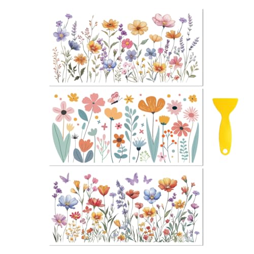 Peacoblue Aufkleber für Möbel 3Pcs WildBlumen nbüsche 15cmx30cm, UV DTF Wasserdichter Japanischer Möbelfolie-Transfer für Kommoden, Glas, Porzellan, Holz, Kunststoff Peacoblue Aufkleber für Möbel 3Pcs WildBlumen nbüsche 15cmx30cm, UV DTF Wasserdichter Japanischer Möbelfolie-Transfer für Kommoden, Glas, Porzellan, Holz, Kunststoff von peacoblue