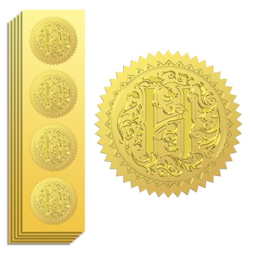 Peacoblue Geprägter Buchstabe H, 5 cm, 100 Stück, selbstklebende Goldfolien-Aufkleber für Briefumschläge, Geschenkdekoration, Zertifikatpapier, Geburtstagsparty-Einladung Peacoblue Geprägter Buchstabe H, 5 cm, 100 Stück, selbstklebende Goldfolien-Aufkleber für Briefumschläge, Geschenkdekoration, Zertifikatpapier, Geburtstagsparty-Einladung von peacoblue