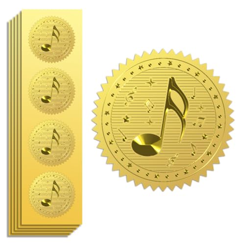 Peacoblue Gold Aufkleber - Offizielle geprägte Musiknoten 5cm 100 Stück Selbstklebend Prägen Folie für Konzert VIP Einladung Musikticket Umschlag Siegel Zertifikat Peacoblue Gold Aufkleber - Offizielle geprägte Musiknoten 5cm 100 Stück Selbstklebend Prägen Folie für Konzert VIP Einladung Musikticket Umschlag Siegel Zertifikat von peacoblue
