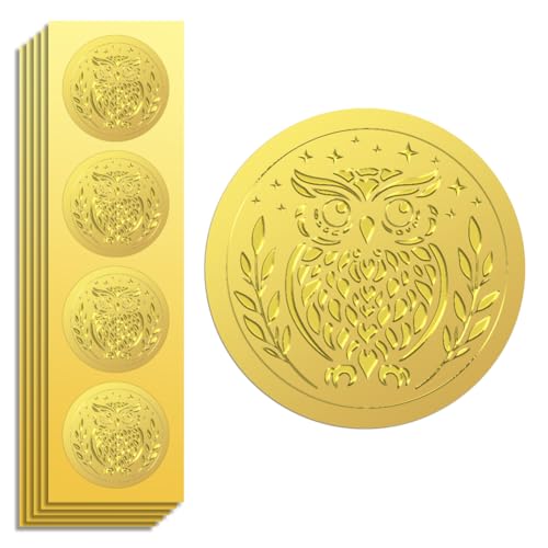 Peacoblue Goldfolie Aufkleber Siegel Prägung Eule 5cm 100 Stück, Selbstklebender Goldrand Prägungsaufkleber für Umschlag Siegel, Party-Einladungen, Geschenkkarten, Dekoration für Geschenke Peacoblue Goldfolie Aufkleber Siegel Prägung Eule 5cm 100 Stück, Selbstklebender Goldrand Prägungsaufkleber für Umschlag Siegel, Party-Einladungen, Geschenkkarten, Dekoration für Geschenke von peacoblue