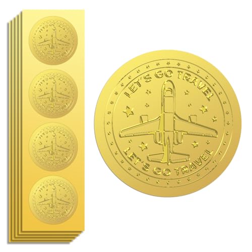 Peacoblue Goldfolie Aufkleber Siegel Prägung Flugzeug mit Let's go Travel 5cm 100 Stück, Selbstklebendes Gold umprägtes Sticker für Zertifikat Papier Umschlag Siegel Geschenkkarten Dekoration Peacoblue Goldfolie Aufkleber Siegel Prägung Flugzeug mit Let's go Travel 5cm 100 Stück, Selbstklebendes Gold umprägtes Sticker für Zertifikat Papier Umschlag Siegel Geschenkkarten Dekoration von peacoblue
