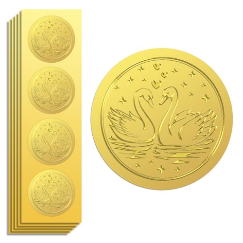Peacoblue Goldfolie Aufkleber Siegel Prägung Liebes-Schwäne 5cm 100 Stück für Valentinstag-Geschenke, Kartenumschläge, Hochzeits- und Verlobungs-Einladungen, Selbstklebender Goldrand Prägungsaufkleber Peacoblue Goldfolie Aufkleber Siegel Prägung Liebes-Schwäne 5cm 100 Stück für Valentinstag-Geschenke, Kartenumschläge, Hochzeits- und Verlobungs-Einladungen, Selbstklebender Goldrand Prägungsaufkleber von peacoblue