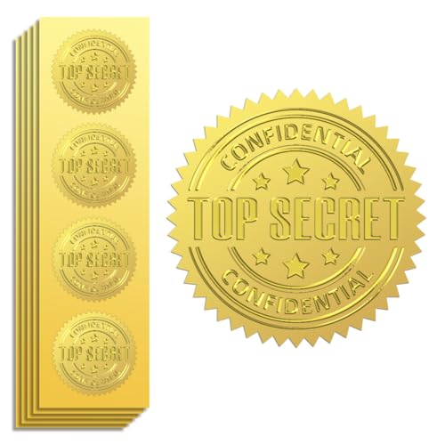 Peacoblue Goldfolie Aufkleber Siegel Prägung Top Secret und Vertraulich 5cm 100 Stück, Selbstklebendes Gold umprägtes Medaillen-Siegel für Zertifikat Papier, Schüler Belohnung, Auszeichnung Peacoblue Goldfolie Aufkleber Siegel Prägung Top Secret und Vertraulich 5cm 100 Stück, Selbstklebendes Gold umprägtes Medaillen-Siegel für Zertifikat Papier, Schüler Belohnung, Auszeichnung von peacoblue