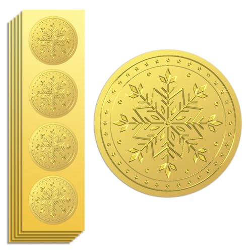 Peacoblue Goldfolien-Aufkleber, Siegel, geprägte Schneeflocken, 5cm 100 Stück, für Kartendekoration, Umschlagsiegel, Familienfeier-Einladung, selbstklebende goldfarbene rundum Peacoblue Goldfolien-Aufkleber, Siegel, geprägte Schneeflocken, 5cm 100 Stück, für Kartendekoration, Umschlagsiegel, Familienfeier-Einladung, selbstklebende goldfarbene rundum von peacoblue
