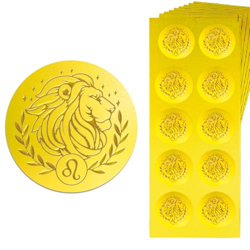Peacoblue Goldgeprägter Aufkleber Löwe 3,5 cm 150 Stück, Selbstklebende Goldene Prägung für Einladung Umschlag Geschenk Karte Zertifikat Dekoration Peacoblue Goldgeprägter Aufkleber Löwe 3,5 cm 150 Stück, Selbstklebende Goldene Prägung für Einladung Umschlag Geschenk Karte Zertifikat Dekoration von peacoblue