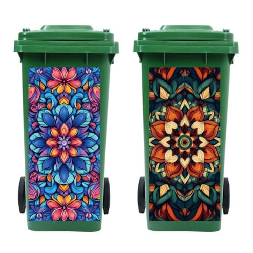 Peacoblue Mülltonnen Aufkleber 2 Bögen Mandala-Muster mit Blumen Aufkleber Selbstklebend, 38x82cm Wasserfest Selbstklebend Großer Aufkleber für Mülltonnen, Auffahrt, Garten, Außen- und Innendekoration Peacoblue Mülltonnen Aufkleber 2 Bögen Mandala-Muster mit Blumen Aufkleber Selbstklebend, 38x82cm Wasserfest Selbstklebend Großer Aufkleber für Mülltonnen, Auffahrt, Garten, Außen- und Innendekoration von peacoblue