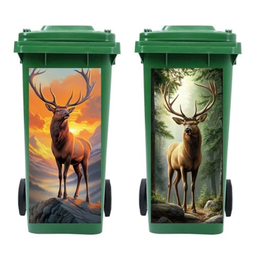 Peacoblue Mülltonnenaufkleber 2 Bögen Elch Klebeetiketten, 38 x 81 cm Wasserdicht Selbstklebend Groß für Mülltonnen Einfahrt Garten Innen Außen Dekoration von peacoblue