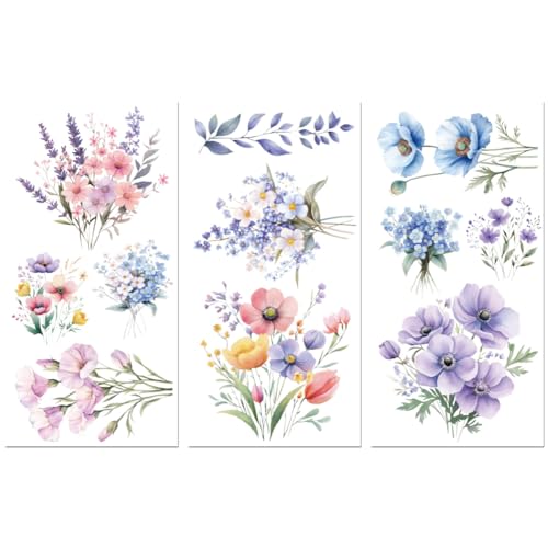 Peacoblue UV DTF Rub-On Transferfolie Möbel-Sticker Schöne Wildblumen Muster 15x30cm, 3 Stk. Wasserfeste Deko-Transferaufkleber für Möbel Glas Gläser Porzellan Wäscheschränke Kommoden Holz Kunststoff Peacoblue UV DTF Rub-On Transferfolie Möbel-Sticker Schöne Wildblumen Muster 15x30cm, 3 Stk. Wasserfeste Deko-Transferaufkleber für Möbel Glas Gläser Porzellan Wäscheschränke Kommoden Holz Kunststoff von peacoblue