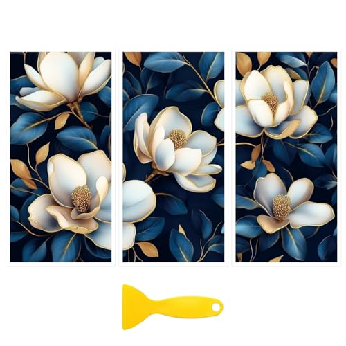 Peacoblue Rub-On Transfer-Aufkleber für Möbel Basteldekoration 15x30cm Goldene Ränder und blauer Hintergrund, 3Stk. Wasserfeste UV DTF Transfers für Schubladen Kommode Glas Porzellan Holz Kunststoff von peacoblue