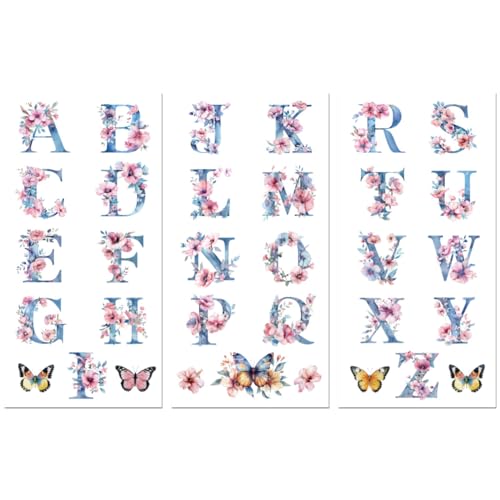 Peacoblue UV DTF Rub-On Transferfolie Möbel-Sticker Briefe mit Blumen Muster 15x30cm, 3 Stk. Wasserfeste Deko-Transferaufkleber für Möbel Glas Gläser Porzellan Wäscheschränke Kommoden Holz Kunststoff Peacoblue UV DTF Rub-On Transferfolie Möbel-Sticker Briefe mit Blumen Muster 15x30cm, 3 Stk. Wasserfeste Deko-Transferaufkleber für Möbel Glas Gläser Porzellan Wäscheschränke Kommoden Holz Kunststoff von peacoblue