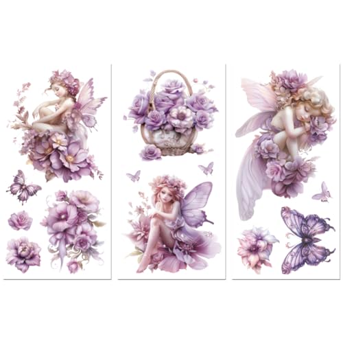 Peacoblue UV DTF Rub-On Transferfolie Möbel-Sticker Feen und Blumen Muster 15x30cm, 3 Stk. Wasserfeste Deko-Transferaufkleber für Möbel Glas Gläser Porzellan Wäscheschränke Kommoden Holz Kunststoff Peacoblue UV DTF Rub-On Transferfolie Möbel-Sticker Feen und Blumen Muster 15x30cm, 3 Stk. Wasserfeste Deko-Transferaufkleber für Möbel Glas Gläser Porzellan Wäscheschränke Kommoden Holz Kunststoff von peacoblue