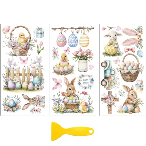 Peacoblue UV DTF Rub-On Transferfolie Möbel-Sticker Frühling Ostern und Hase Muster 15x30cm, 3 Stk. Wasserfeste Deko-Transferaufkleber für Möbel Glas Porzellan Wäscheschränke Kommoden Holz Kunststoff Peacoblue UV DTF Rub-On Transferfolie Möbel-Sticker Frühling Ostern und Hase Muster 15x30cm, 3 Stk. Wasserfeste Deko-Transferaufkleber für Möbel Glas Porzellan Wäscheschränke Kommoden Holz Kunststoff von peacoblue