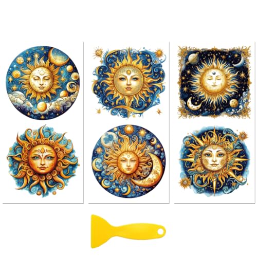 Peacoblue UV DTF Rub-On Transferfolie Möbel-Sticker Himmlische Sonne Muster 15x30cm, 3 Stk. Wasserfeste Deko-Transferaufkleber für Möbel Glas Gläser Porzellan Wäscheschränke Kommoden Holz Kunststoff Peacoblue UV DTF Rub-On Transferfolie Möbel-Sticker Himmlische Sonne Muster 15x30cm, 3 Stk. Wasserfeste Deko-Transferaufkleber für Möbel Glas Gläser Porzellan Wäscheschränke Kommoden Holz Kunststoff von peacoblue