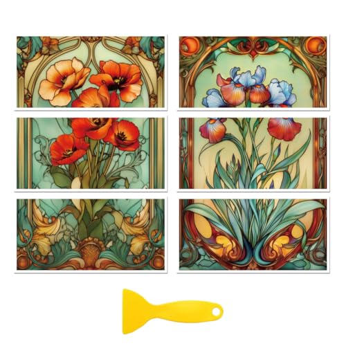 Peacoblue UV DTF Rub-On Transferfolie Möbel-Sticker Jugendstil-Blumen Muster 15x30cm, 3 Stk. Wasserfeste Deko-Transferaufkleber für Möbel Glas Gläser Porzellan Wäscheschränke Kommoden Holz Kunststoff Peacoblue UV DTF Rub-On Transferfolie Möbel-Sticker Jugendstil-Blumen Muster 15x30cm, 3 Stk. Wasserfeste Deko-Transferaufkleber für Möbel Glas Gläser Porzellan Wäscheschränke Kommoden Holz Kunststoff von peacoblue