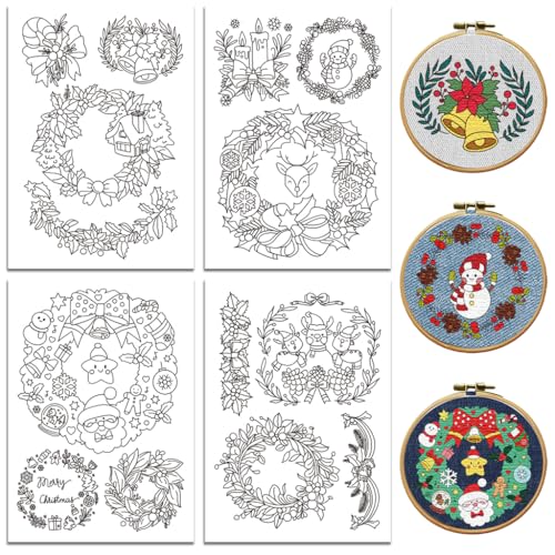 peacoblue Stickvorlagen Wasserlöslich für Anfänger 4 Sheet Alphabet-Blumenkranz with 94pcs Muster, Wash Away Stick and Stitch Auflösbares Stickereipapier für Handnähbegeisterte Frauen Erwachsene von peacoblue