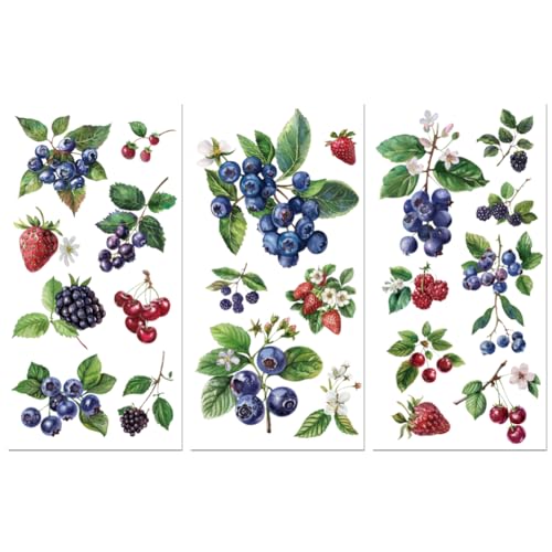 Peacoblue UV DTF Rub-On Transferfolie Möbel-Sticker Beeren Muster 15x30cm, 3 Stk. Wasserfeste Deko-Transferaufkleber für Möbel Glas Gläser Porzellan Wäscheschränke Kommoden Holz Kunststoff Peacoblue UV DTF Rub-On Transferfolie Möbel-Sticker Beeren Muster 15x30cm, 3 Stk. Wasserfeste Deko-Transferaufkleber für Möbel Glas Gläser Porzellan Wäscheschränke Kommoden Holz Kunststoff von peacoblue