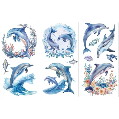 Peacoblue UV DTF Rub-On Transferfolie Möbel-Sticker Delfine mit Ozean Muster 15x30cm, 3 Stk. Wasserfeste Deko-Transferaufkleber für Möbel Glas Gläser Porzellan Wäscheschränke Kommoden Holz Kunststoff Peacoblue UV DTF Rub-On Transferfolie Möbel-Sticker Delfine mit Ozean Muster 15x30cm, 3 Stk. Wasserfeste Deko-Transferaufkleber für Möbel Glas Gläser Porzellan Wäscheschränke Kommoden Holz Kunststoff von peacoblue