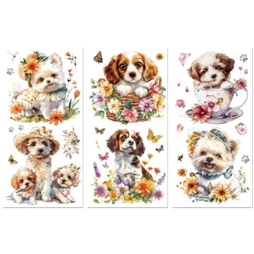 Peacoblue UV DTF Rub-On Transferfolie Möbel-Sticker Hunde und Blumen Muster 15x30cm, 3 Stk. Wasserfeste Deko-Transferaufkleber für Möbel Glas Gläser Porzellan Wäscheschränke Kommoden Holz Kunststoff Peacoblue UV DTF Rub-On Transferfolie Möbel-Sticker Hunde und Blumen Muster 15x30cm, 3 Stk. Wasserfeste Deko-Transferaufkleber für Möbel Glas Gläser Porzellan Wäscheschränke Kommoden Holz Kunststoff von peacoblue