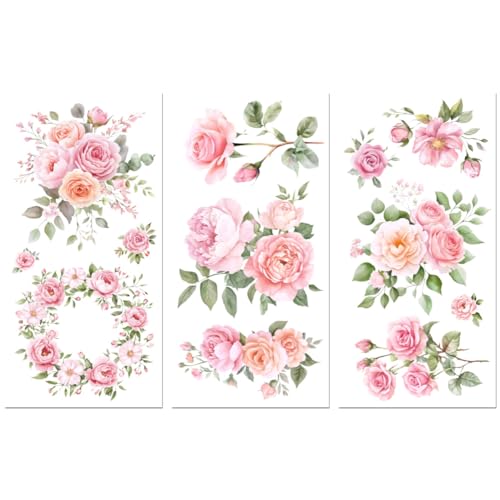 Peacoblue UV DTF Rub-On Transferfolie Möbel-Sticker Rosa Blumen Muster 15x30cm, 3 Stk. Wasserfeste Deko-Transferaufkleber für Möbel Glas Gläser Porzellan Wäscheschränke Kommoden Holz Kunststoff Peacoblue UV DTF Rub-On Transferfolie Möbel-Sticker Rosa Blumen Muster 15x30cm, 3 Stk. Wasserfeste Deko-Transferaufkleber für Möbel Glas Gläser Porzellan Wäscheschränke Kommoden Holz Kunststoff von peacoblue