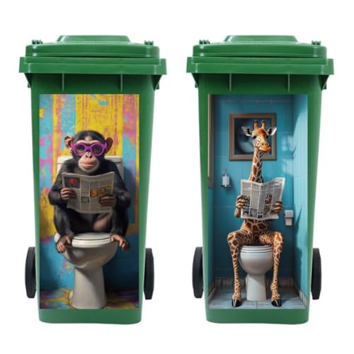 peacoblue 2 Stück Mülltonnenaufkleber 38x82cm Giraffe und Gorilla auf der Toilette Mülltonnen Aufkleber Wetterfest Groß Mülltonnen Sticker Draußen Für Auffahrt, Garten, Außen- und Innendekoration peacoblue 2 Stück Mülltonnenaufkleber 38x82cm Giraffe und Gorilla auf der Toilette Mülltonnen Aufkleber Wetterfest Groß Mülltonnen Sticker Draußen Für Auffahrt, Garten, Außen- und Innendekoration von peacoblue