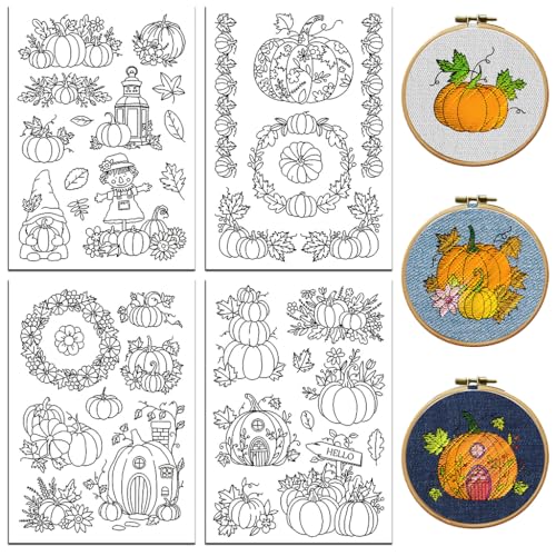 peacoblue Stickvorlagen Wasserlöslich für Anfänger 4 Sheet Blumenfee with 33pcs Muster, Wash Away Stick and Stitch Auflösbares Stickereipapier für Handnähbegeisterte Frauen Erwachsene von peacoblue