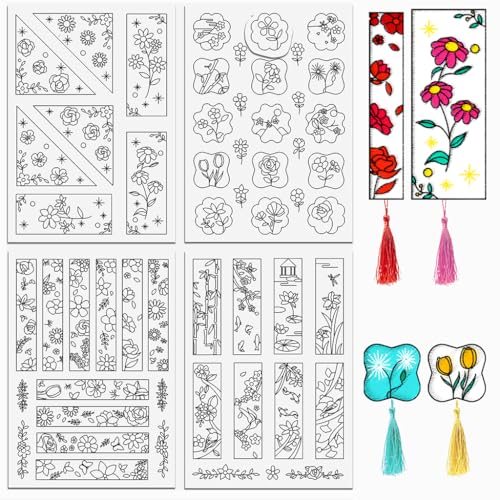 peacoblue Stickvorlagen Wasserlöslich für Anfänger 4 Sheet Hallo Herbst with 33pcs Muster, Wash Away Stick and Stitch Auflösbares Stickereipapier für Handnähbegeisterte Frauen Erwachsene von peacoblue