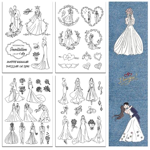 peacoblue Stickvorlagen Wasserlöslich für Anfänger 4 Sheet Hochzeit with 49pcs Muster, Wash Away Stick and Stitch Auflösbares Stickereipapier für Handnähbegeisterte Frauen Erwachsene von peacoblue