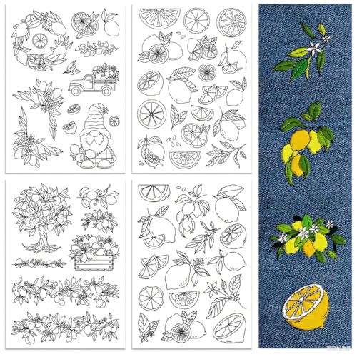peacoblue Stickvorlagen Wasserlöslich für Anfänger 4 Sheet Zitrone with 55pcs Muster, Wash Away Stick and Stitch Auflösbares Stickereipapier für Handnähbegeisterte Frauen Erwachsene peacoblue Stickvorlagen Wasserlöslich für Anfänger 4 Sheet Zitrone with 55pcs Muster, Wash Away Stick and Stitch Auflösbares Stickereipapier für Handnähbegeisterte Frauen Erwachsene von peacoblue