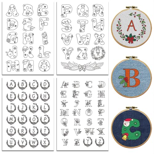 peacoblue Wasserlösliche Stickmuster für Anfänger, 26 Chirstams Briefe mit dem Weihnachtsmann, 4 Bögen mit 34 Stück, abwaschbarer Stickmuster-Stabilisator für Handnähliebhaber, Frauen und Erwachsene peacoblue Wasserlösliche Stickmuster für Anfänger, 26 Chirstams Briefe mit dem Weihnachtsmann, 4 Bögen mit 34 Stück, abwaschbarer Stickmuster-Stabilisator für Handnähliebhaber, Frauen und Erwachsene von peacoblue
