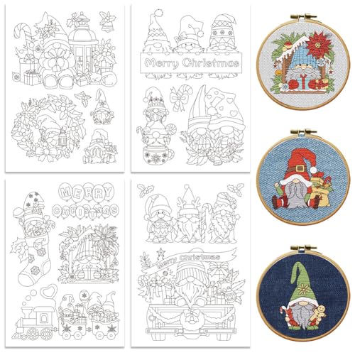 peacoblue Wasserlösliche Stickmuster für Anfänger, 4 Bögen, Weihnachtsfeen mit 20 Mustern, abwaschbares Stickpapier für Handnähliebhaber, Damen, Erwachsene peacoblue Wasserlösliche Stickmuster für Anfänger, 4 Bögen, Weihnachtsfeen mit 20 Mustern, abwaschbares Stickpapier für Handnähliebhaber, Damen, Erwachsene von peacoblue