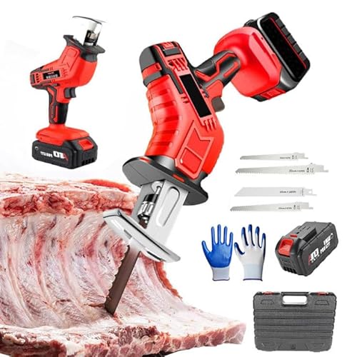 pealiritansemen Knochenfleischschneider, Elektrische Knochenschneidemaschine, Tragbare Säbelsäge Mit 4 Sägeblättern Und 12 Paar Handschuhen, Gummierter Griff, LED-Beleuchtung pealiritansemen Knochenfleischschneider, Elektrische Knochenschneidemaschine, Tragbare Säbelsäge Mit 4 Sägeblättern Und 12 Paar Handschuhen, Gummierter Griff, LED-Beleuchtung von pealiritansemen
