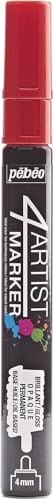 Pebeo 580107 4 Artist Marker, Metall, rot von pebeo