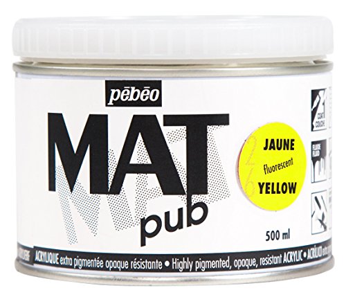 Pebeo Mat Pub extrafein 500ml fluoreszierende gelbe Acrylfarbe von Pebeo