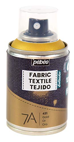 Pébéo - Textilfarbe Spray für Textilien 7A Spray - Natürliche und synthetische Stoffe - Auf Wasserbasis - Lösungsmittelfrei - Waschmaschinenfest - Sprühfarbe für Textilgestaltung - Gold von pebeo